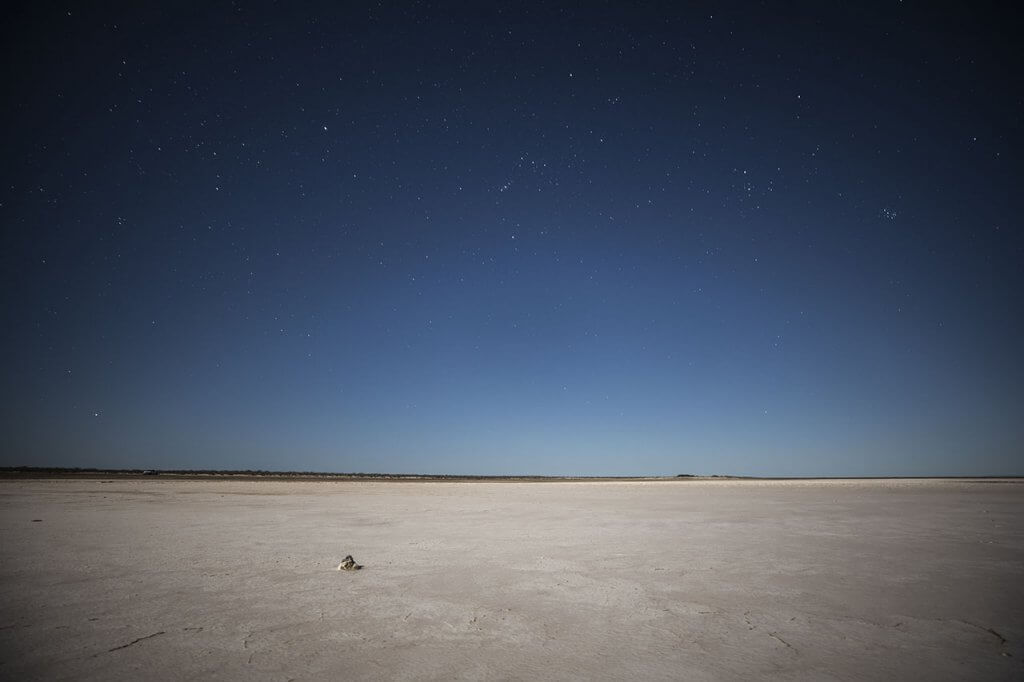 salt flat at night